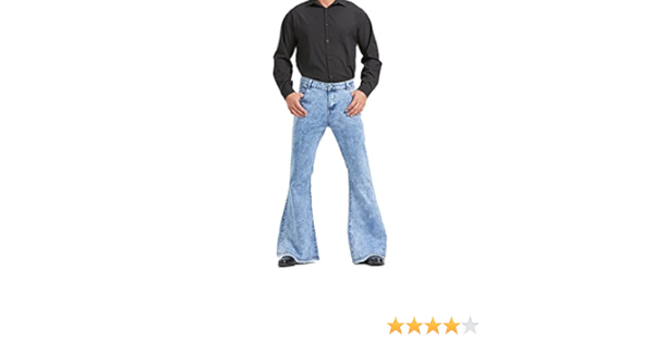 Men's Relaxed Vintage 60s 70s Bell Bottom Tassel Pants Trousers
